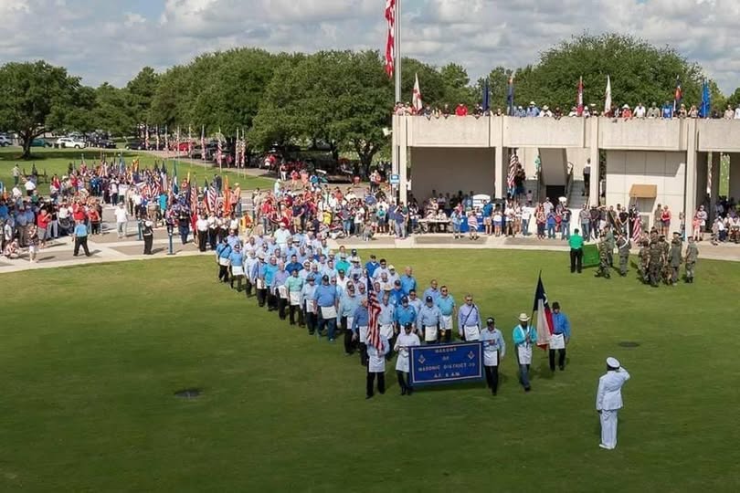 Masonic procession during Memorial Day activities at Houston National Cemetery